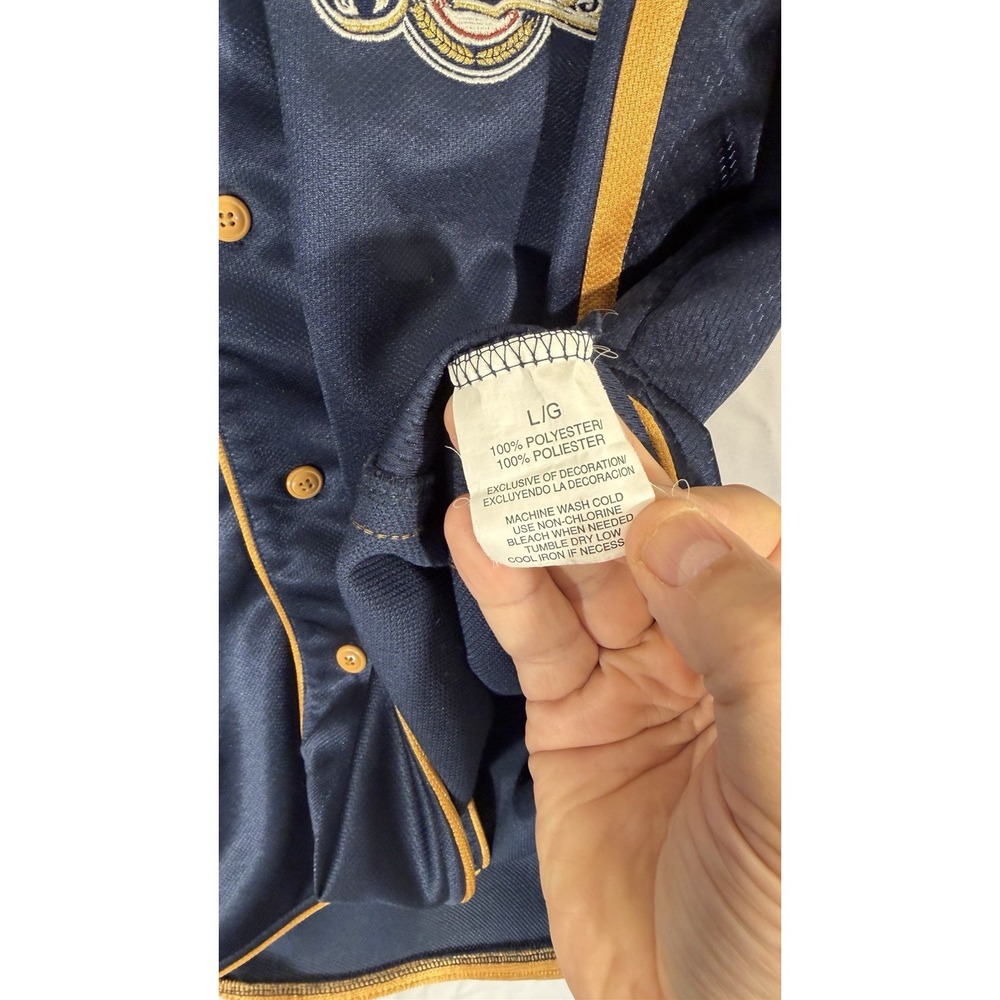 Vintage MILWAUKEE BREWERS Baseball Jersey Men's L Blue/gold True Fan Team - Picture 4 of 11